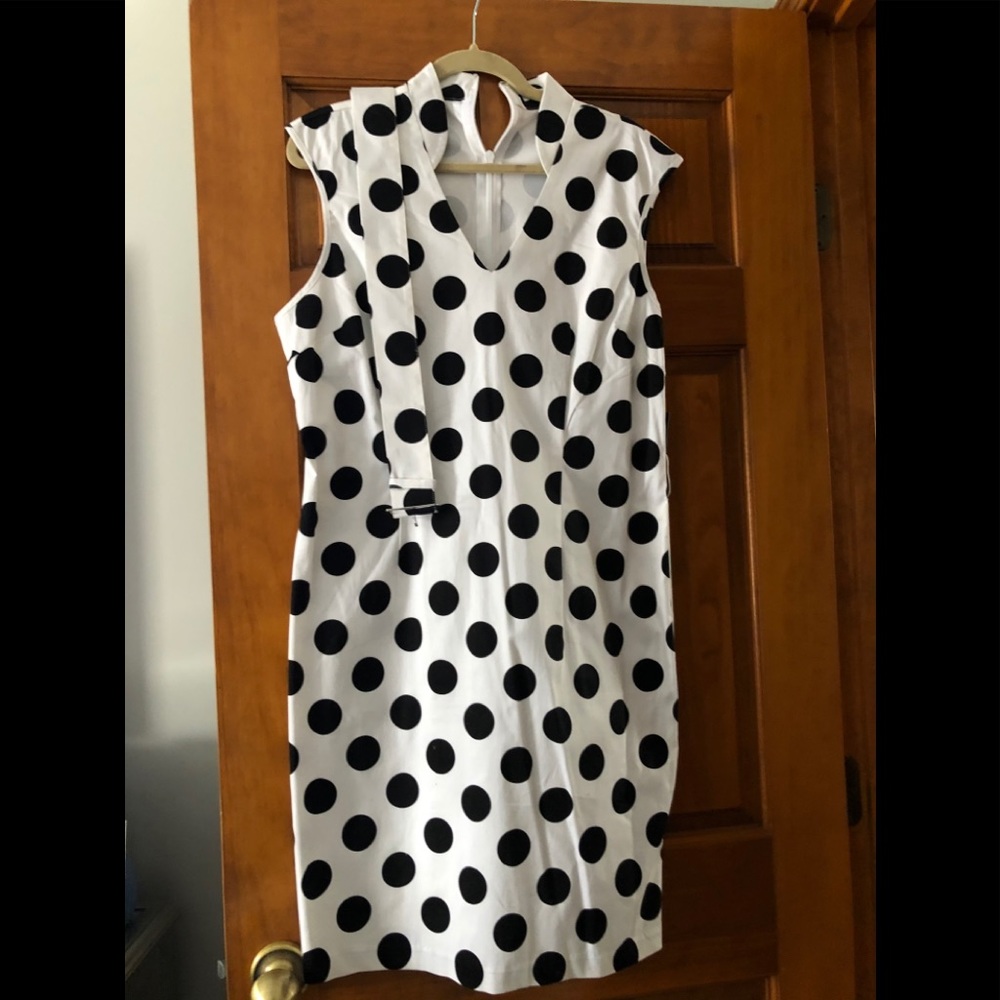 NWT NY&COMPANY Polka Dot V-Neck Dress Sz LG